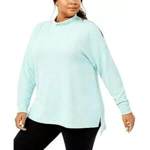 $65. Ideology Womens 3X Plus Size Split Shoulder Mock Neck Top Color Green Mist